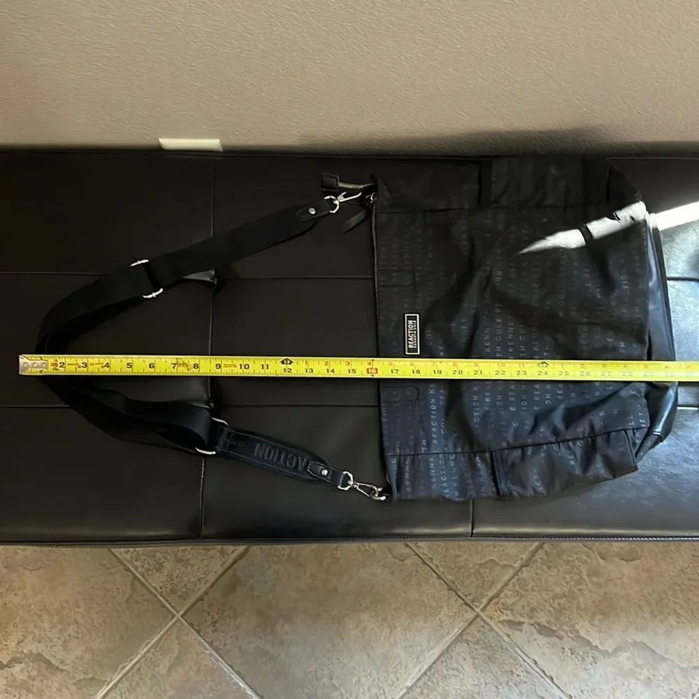 Kenneth Cole Reaction Black Purse Printed Brand Large Bag Adjustable Silver EUC‍ - Picture 13 of 14